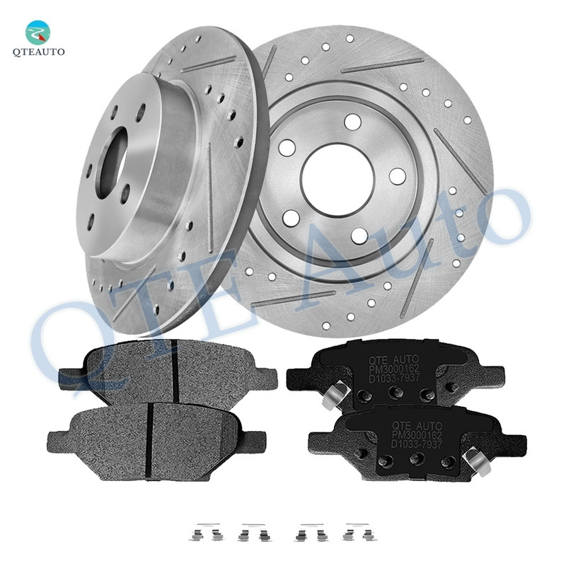 Set of 6 Rear 270mm Drilled Slotted Brake Disc Rotors-Ceramic Brake Pad Kit For 2004-2007 Saturn ION