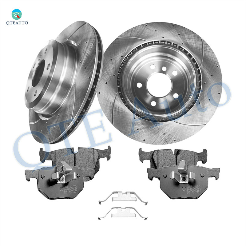 Set of 6 Rear 336mm Drilled Slotted Brake Disc Rotors-Ceramic Brake Pad Kit For 2013-2015 BMW X1