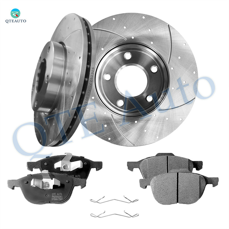 Set of 6 Front 278mm Drilled Slotted Brake Disc Rotors-Ceramic Brake Pad Kit For 2004-2013 Mazda 3