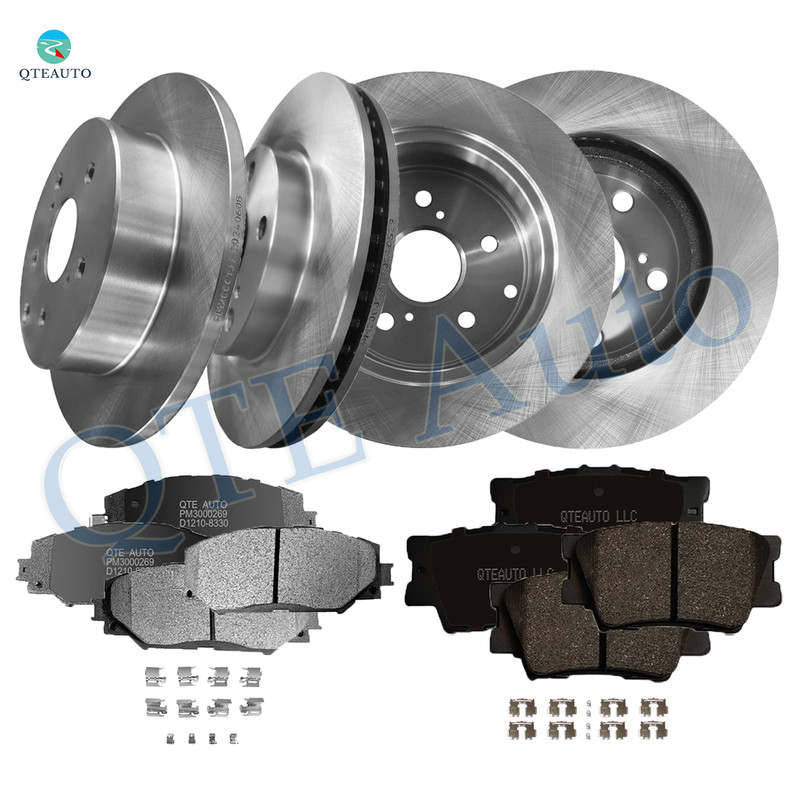 Set of 12 Front 275mm-Rear 281mm Brake Disc Rotors-Ceramic Brake Pad Kit For 2006-2018 Toyota RAV4