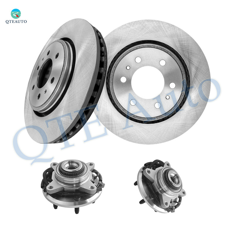 Set of 4 Front 350mm Brake Disc Rotors-Wheel Hub Bearing Assembly For 2014 Ford F-150 4WD
