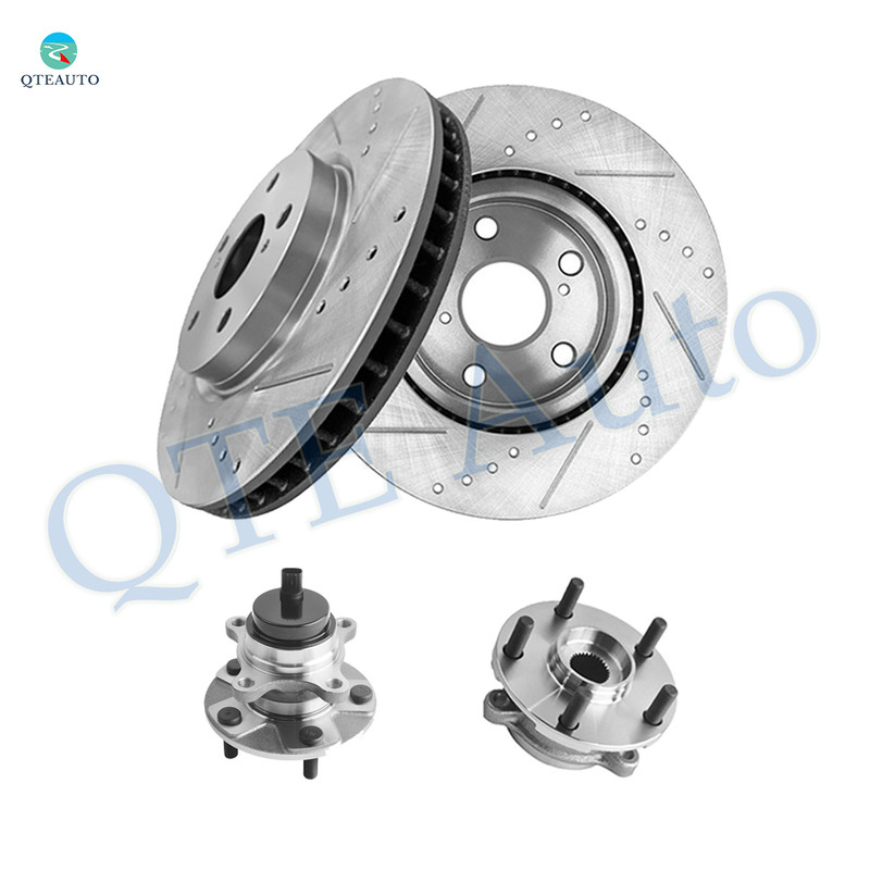 Set of 4 Front 296mm Drilled Slotted Brake Disc Rotors-Wheel Hub Bearing Assembly For 2006-2008 Lexus IS250