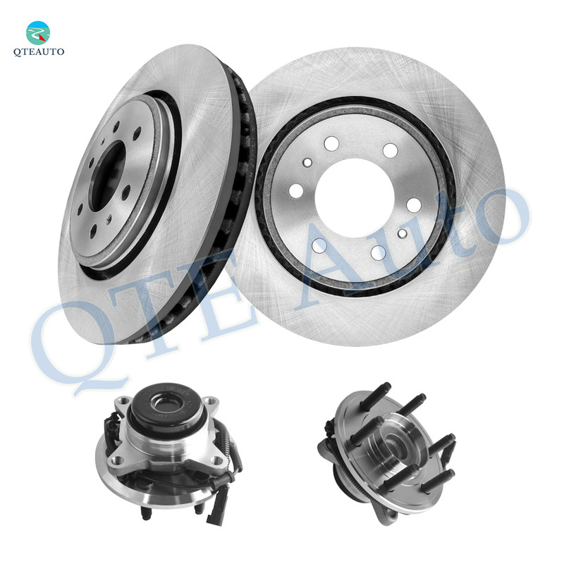 Set of 4 Front 350mm Brake Disc Rotors-Wheel Hub Bearing Assembly For 2013 2014 Ford Expedition