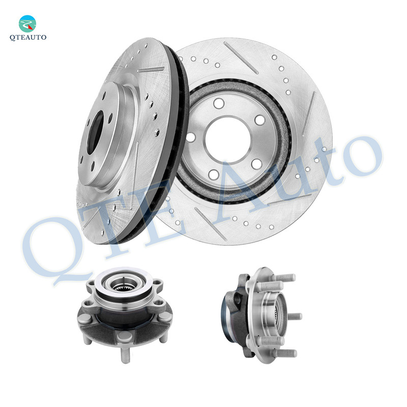 Set of 4 Front 296mm Drilled Slotted Brake Disc Rotors-Wheel Hub Bearing Assembly For 2008-2013 Nissan Rogue