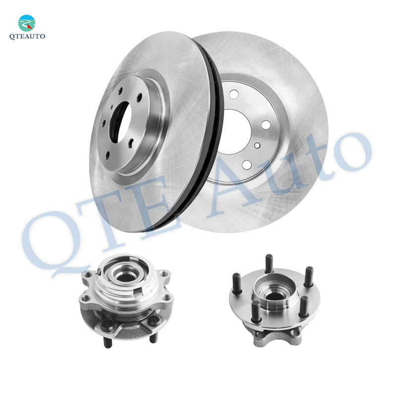 Set of 4 Front 320mm Brake Disc Rotors-Wheel Hub Bearing Assembly For 2019 Infiniti Q70 AWD