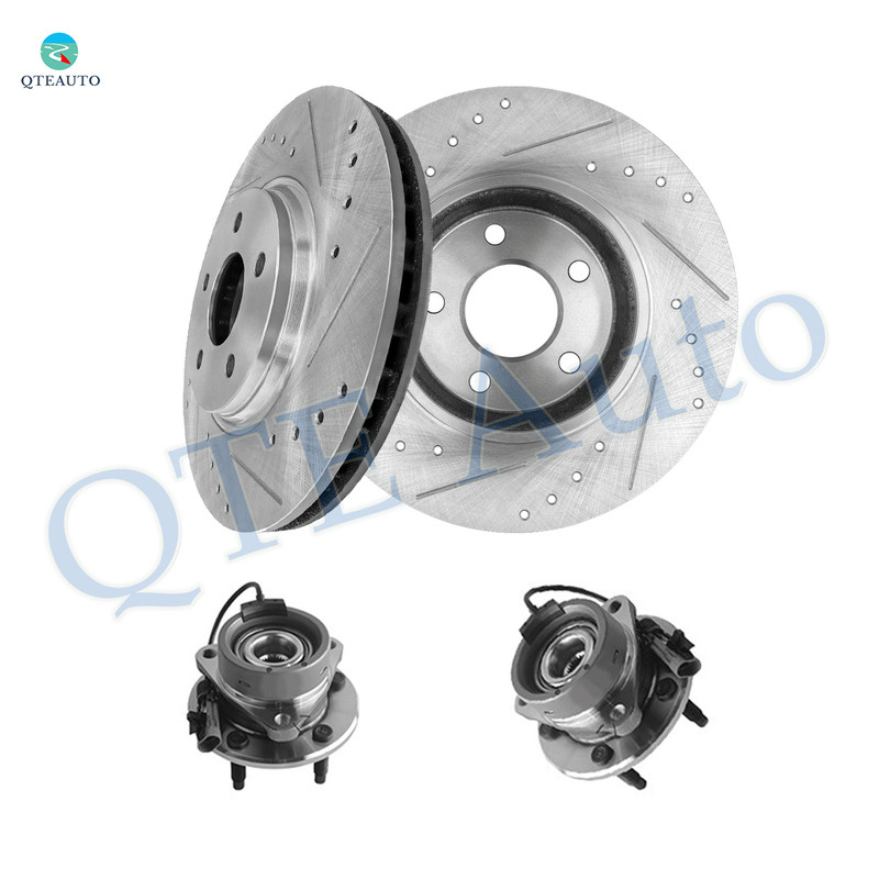 Set of 4 Front 296mm Brake Drums-Wheel Hub Bearing Assembly For 2004-2007 Saturn ION with 5 Stud Hub