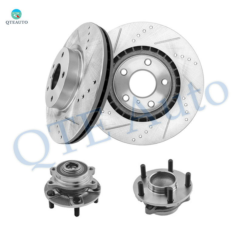 Set of 4 Front 295.5mm Drilled Slotted Brake Disc Rotors-Wheel Hub Bearing Assembly For 2003-2005 Nissan 350Z