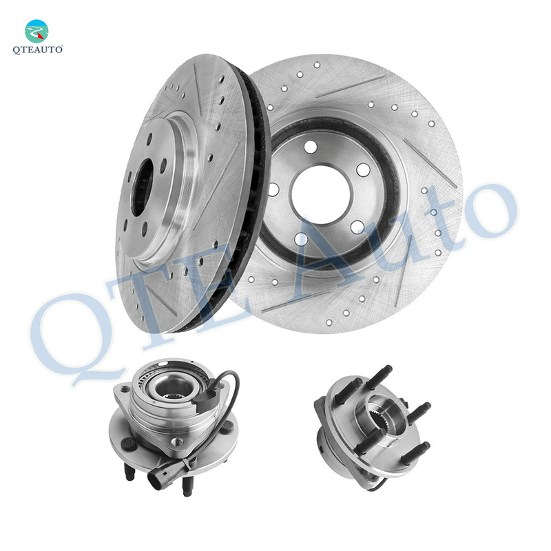 Set of 4 Front 296mm Brake Drums-Wheel Hub Bearing Assembly For 2007-2009 Saturn Aura