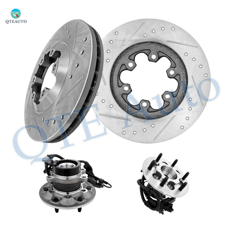 Set of 4 Front 280mm Drilled Slotted Brake Disc Rotors-Wheel Hub Bearing Assembly For 2007 2008 Isuzu I-370