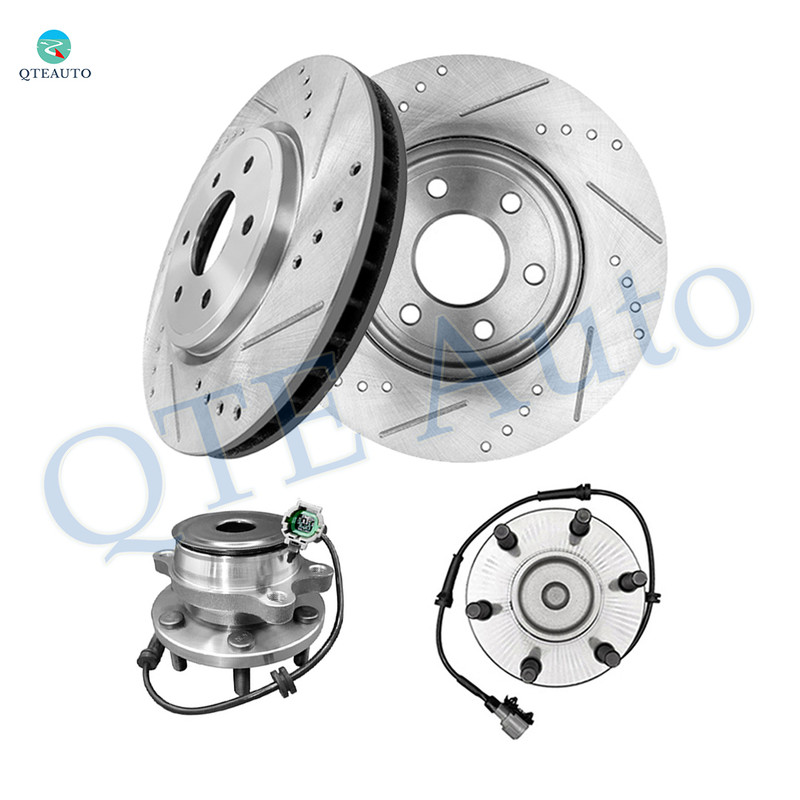 Set of 4 Front 296mm Drilled Slotted Brake Disc Rotors-Wheel Hub Bearing Assembly For 2005-2015 Nissan Xterra RWD