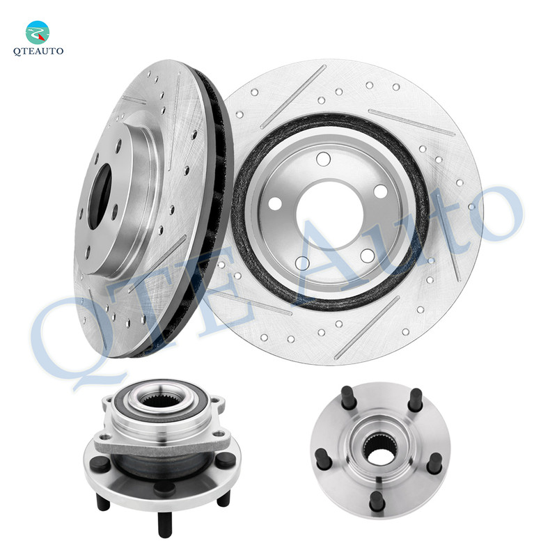 Set of 4 Front 294mm Drilled Slotted Brake Disc Rotors-Wheel Hub Bearing Assembly For 2008-2014 Dodge Avenger