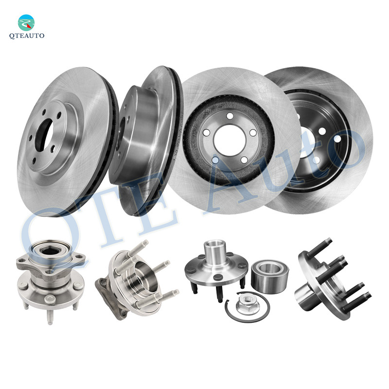 Set of 8 Front 320mm-Rear 302mm Brake Disc Rotors-Wheel Hub Bearing Assembly For 2007-2010 Ford Edge AWD