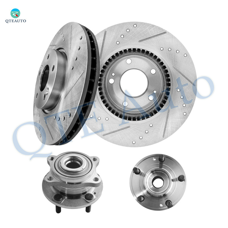 Set of 4 Front 300mm Drilled Slotted Brake Disc Rotors-Wheel Hub Bearing Assembly For 2016 KIA Optima