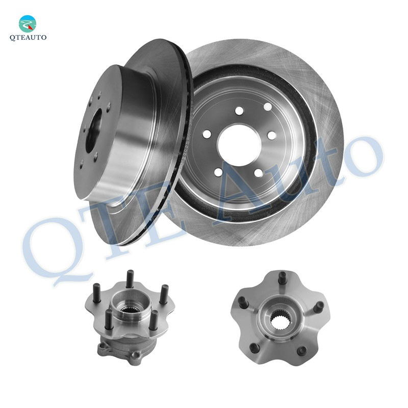 Set of 4 Rear 308mm Brake Disc Rotors-Wheel Hub Bearing Assembly For 2013 Infiniti JX35 AWD