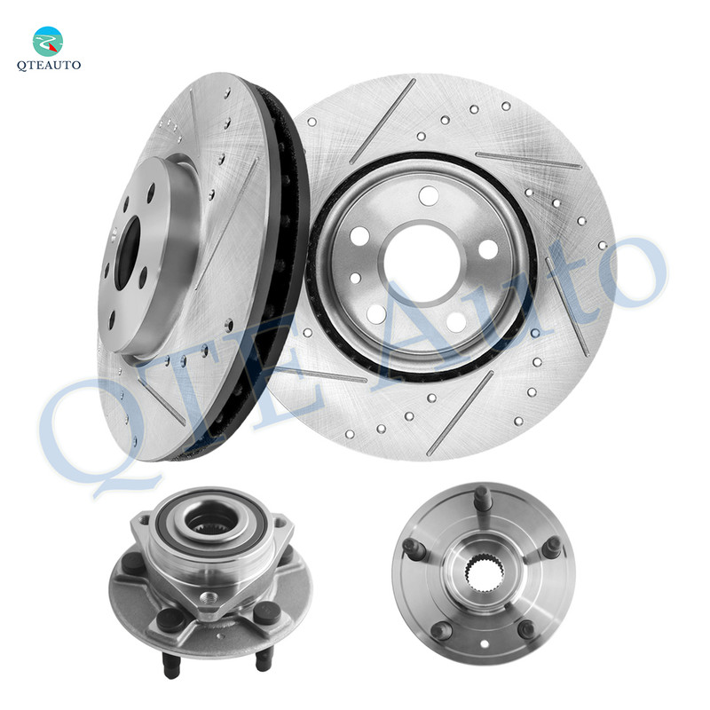 Set of 4 Front 321mm Drilled Slotted Brake Disc Rotors-Wheel Hub Bearing Assembly For 2010-2015 Chevrolet Camaro