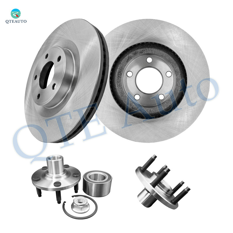 Set of 4 Front 320mm Brake Disc Rotors-Wheel Hub Bearing Assembly For 2007-2010 Lincoln MKX