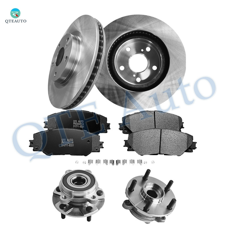 Set of 8 Front 296mm Brake Disc Rotors-Ceramic Brake Pad Kit-Wheel Hub Bearing Assembly For 2011-2016 Scion TC L4