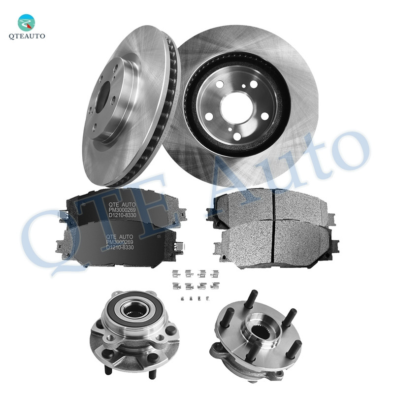 Set of 8 Front 296mm Brake Disc Rotors-Ceramic Brake Pad Kit-Wheel Hub Bearing Assembly For 2007-2011 2013 Toyota RAV4