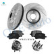 Set of 8 Front 296mm Drilled Slotted Brake Disc Rotors-Ceramic Brake Pad Kit-Wheel Hub Bearing Assembly For 2008 2009 Pontiac G5 with 5 Stud Hub