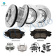 Set of 16 Front 321mm-Rear 303mm Drilled Slotted Brake Disc Rotors-Ceramic Brake Pad Kit-Wheel Hub Bearing Assembly For 2010-2017 GMC Terrain