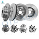 Set of 8 Front 330mm-Rear 334mm Brake Disc Rotors-Wheel Hub Bearing Assembly For 2010-2013 Acura ZDX