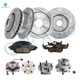 Set of 16 Front 328mm-Rear 320mm Drilled Slotted Brake Disc Rotors-Wheel Hub Bearing Assembly-Ceramic Brake Pad Kit For 2005-2010 Jeep Grand Cherokee