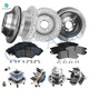 Set of 16 Front 303mm-Rear 278mm Drilled Slotted Brake Disc Rotors-Wheel Hub Bearing Assembly-Ceramic Brake Pad Kit For 2000-2005 Chevrolet Impala