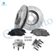 Set of 8 Front 293mm Drilled Slotted Brake Disc Rotors-Wheel Hub Bearing Assembly-Ceramic Brake Pad Kit For 2005-2010 Ford Mustang