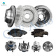 Set of 16 Front 303mm-Rear 278mm Drilled Slotted Brake Disc Rotors-Wheel Hub Bearing Assembly-Ceramic Brake Pad Kit Replacement For 2001-2005 Chevrolet Impala
