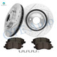 Set of 6 Front 294mm Drilled Slotted Brake Disc Rotors-Ceramic Brake Pad Kit For 2011 2012 Chrysler 200