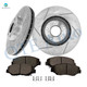 Set of 6 Front 300mm Drilled Slotted Brake Disc Rotors-Ceramic Brake Pad Kit For 2005 2006 Honda CR-V