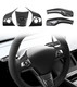 Steering Wheel Panel Wrap Cover Trim Kit And Gear Shifter Cover Replacement For 2017-2023 Tesla Model 3 Interior Accessories Black (5pcs/Set, Glossy Carbon)