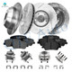 Set of 16 Front 300mm-Rear 302mm Drilled Slotted Brake Disc Rotors-Ceramic Brake Pad Kit-Wheel Hub Bearing Assembly For 2010-2012 Hyundai Santa FE AWD