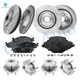 Set of 16 Front 325mm-Rear 345mm Drilled Slotted Brake Disc Rotors-Ceramic Brake Pad Kit-Wheel Hub Bearing Assembly For 2013-2019 Lincoln MKT Front D1508 8715
