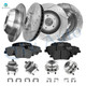 Set of 16 Front 320mm-Rear 302mm Drilled Slotted Brake Disc Rotors-Ceramic Brake Pad Kit-Wheel Hub Bearing Assembly For 2014 2015 KIA Sorento