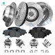Set of 16 Front 320mm-Rear 302mm Drilled Slotted Brake Disc Rotors-Ceramic Brake Pad Kit-Wheel Hub Bearing Assembly For 2013 2014 Hyundai Santa FE Sport AWD