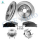 Set of 8 Front 352mm Brake Disc Rotors-Ceramic Brake Pad Kit-Wheel Hub Bearing Assembly For 2013-2019 Ford Flex