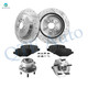 Set of 8 Rear 345mm Drilled Slotted Brake Disc Rotors-Ceramic Brake Pad Kit-Wheel Hub Bearing Assembly For 2013-2019 Ford Police Interceptor Utility