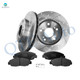 Set of 6 Front 262mm Drilled Slotted Brake Disc Rotors-Ceramic Brake Pad Kit For 2012-2015 Honda Civic