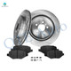 Set of 6 Rear 345mm Drilled Slotted Brake Disc Rotors-Ceramic Brake Pad Kit For 2013-2019 Lincoln MKT