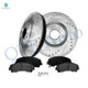 Set of 6 Front 296mm Drilled Slotted Brake Disc Rotors-Ceramic Brake Pad Kit For 2017 Nissan Rogue