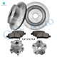 Set of 8 Rear 308mm Drilled Slotted Brake Disc Rotors-Ceramic Brake Pad Kit-Wheel Hub Bearing Assembly For 2009 Infiniti FX35