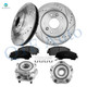 Set of 8 Front 296mm Drilled Slotted Brake Disc Rotors-Ceramic Brake Pad Kit-Wheel Hub Bearing Assembly For 2017 Nissan Rogue