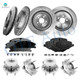 Set of 16 Front 352mm-Rear 345mm Drilled Slotted Brake Disc Rotors-Ceramic Brake Pad Kit-Wheel Hub Bearing Assembly For 2015-2019 Lincoln MKT