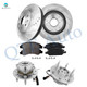 Set of 8 Front 329.95mm Drilled Slotted Brake Disc Rotors-Ceramic Brake Pad Kit-Wheel Hub Bearing Assembly For 2017 Cadillac XTS