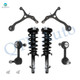 Set of 6 Front Lower Control Arm-Sway Bar Link-Quick Complete Strut-Coil Spring Assembly For 2009-2014 Acura TSX L4