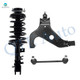 Set of 3 Front Left Lower Control Arm-Sway Bar Link-Quick Complete Strut-Coil Spring Assembly For 1997 1998 Infiniti QX4