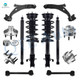 Set of 12 Front Lower Control Arm Ball Joint-Wheel Hub Bearing Assembly-Quick Complete Strut-Coil Spring Assembly-Rear Lower Forward Control Arm-Wheel Hub Bearing Assembly-Shock Absorber For 2009 2010 Ford Edge