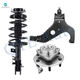 Set of 3 Front Right Lower Control Arm-Wheel Hub Bearing Assembly-Quick Complete Strut-Coil Spring Assembly For 2004 Nissan Pathfinder RWD