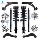 Set of 12 Front Lower Control Arm Ball Joint-Wheel Hub Bearing Assembly-Quick Complete Strut-Coil Spring Assembly-Rear Upper Control Arm-Wheel Hub Bearing Assembly-Shock Absorber For 2007 2008 Ford Edge